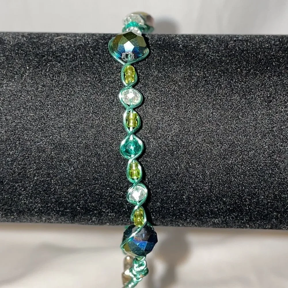 Beaded and wire bracelet